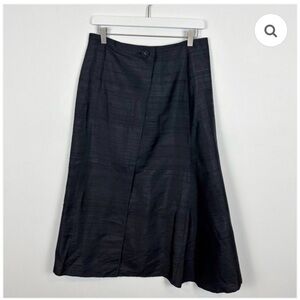 Julia Amory Park Avenue Classic Black A-Line Midi Silk Skirt, Sz XS NWT